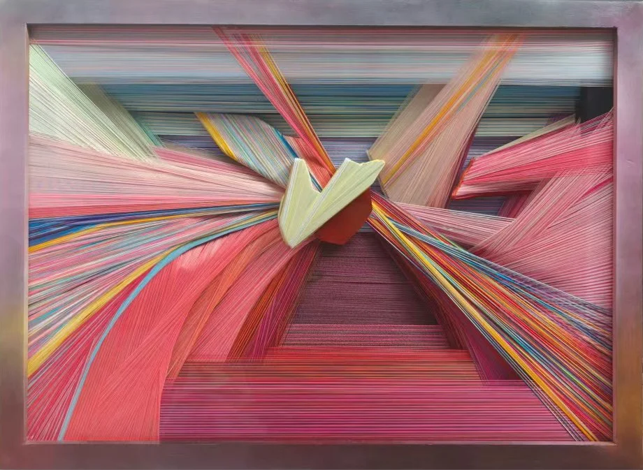  Twilight Haze 
 Mixed fibre materials 
 54cm x 74cm (framed), 2025 