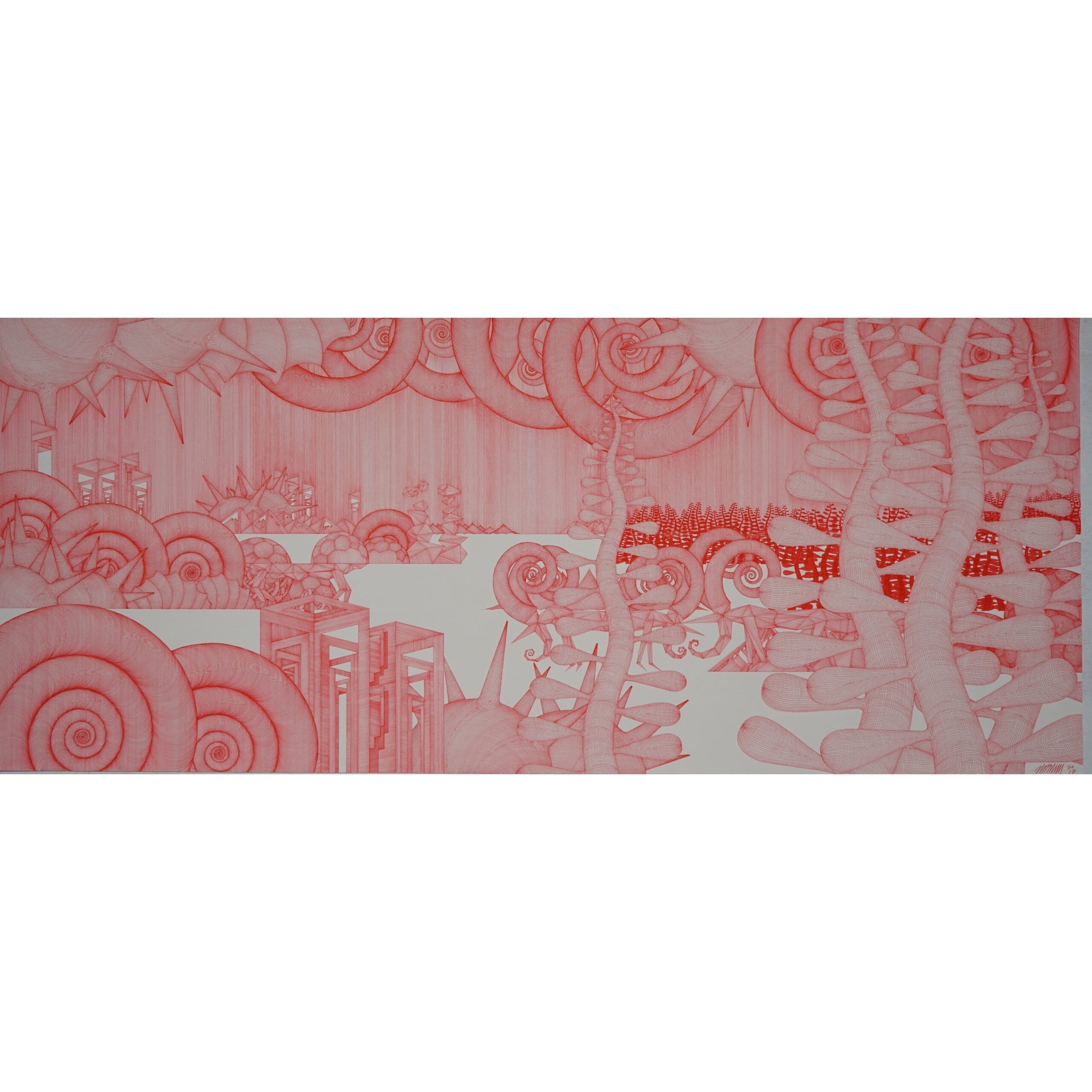  Journey to Nowhere #29 
 Pen on paper 
 124cm x 56cm, framed, 2017 
