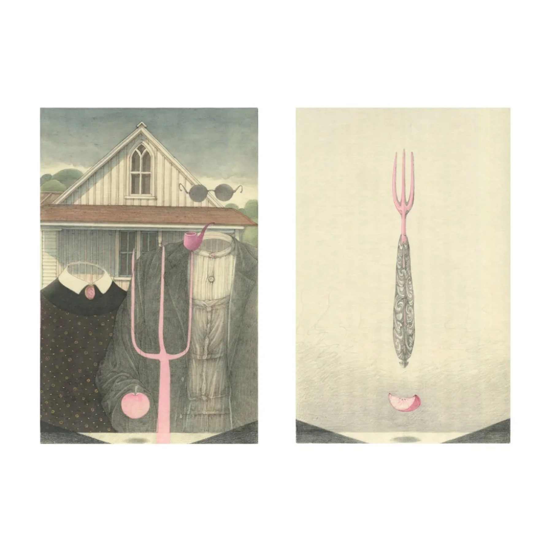  The Last Gothic 
 Pencil, Ink & Colour Pigment on Silk 
 28 x 36 cm, 2021 