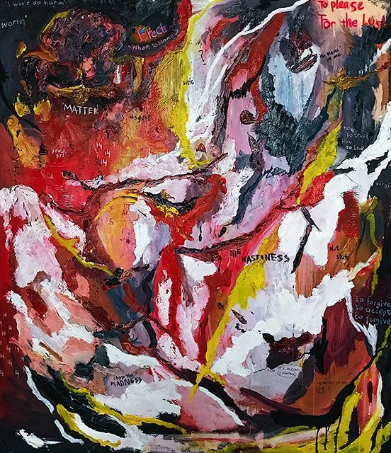  The NASTINESS 
 Oil, charcoal, pastel and pencil on canvas 
 150 cm x 170 cm, 2021 