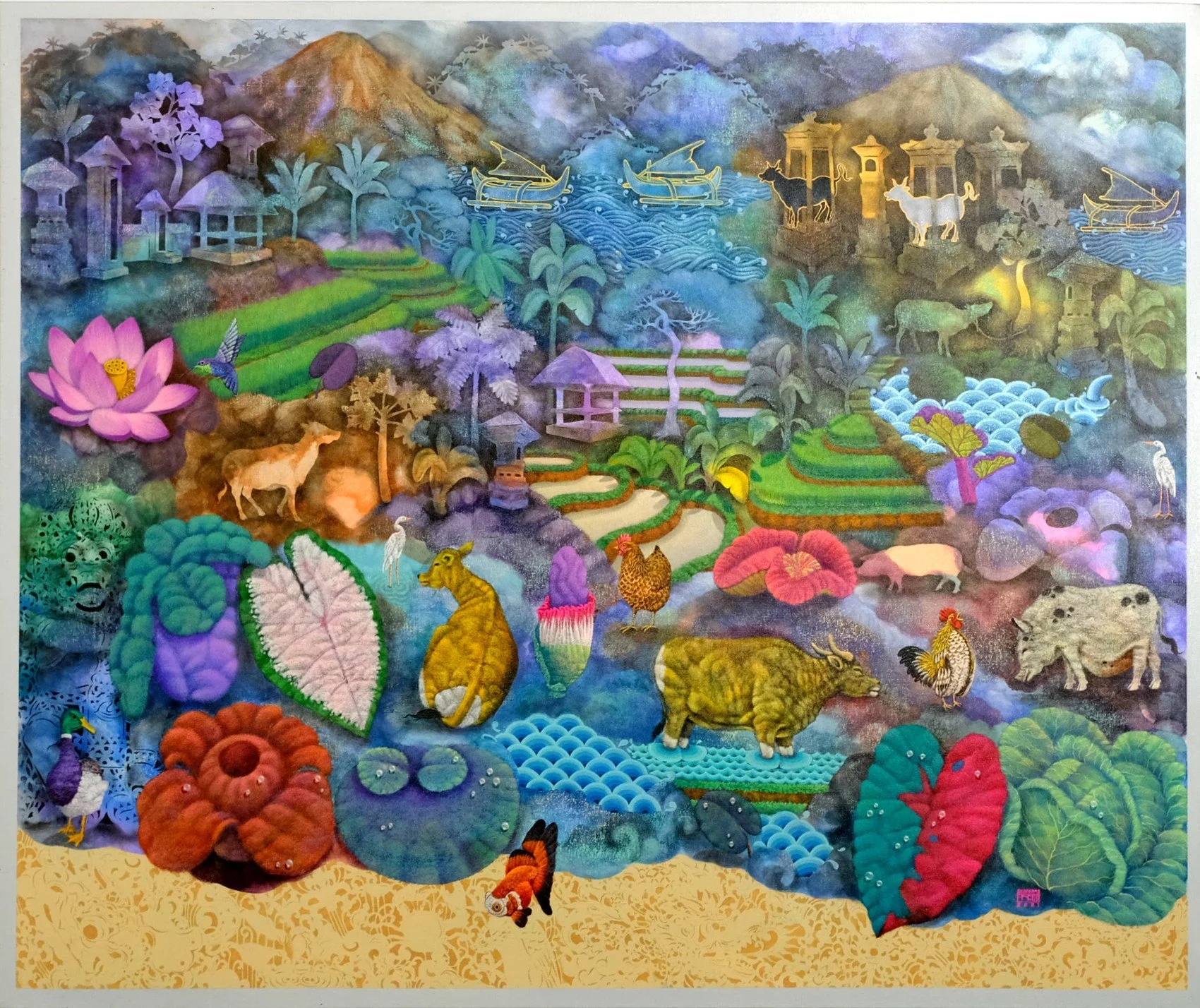  I Kadek Suardana 
 Landscape Memory #2 
 acrylic on canvas 
 120 cm x 150 cm, 2021 