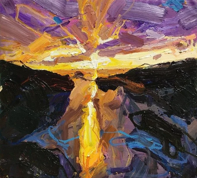  Mysterious Dazzling Light and Shilouette 
 Acrylic on canvas 
 53 x 48 cm, 2021 