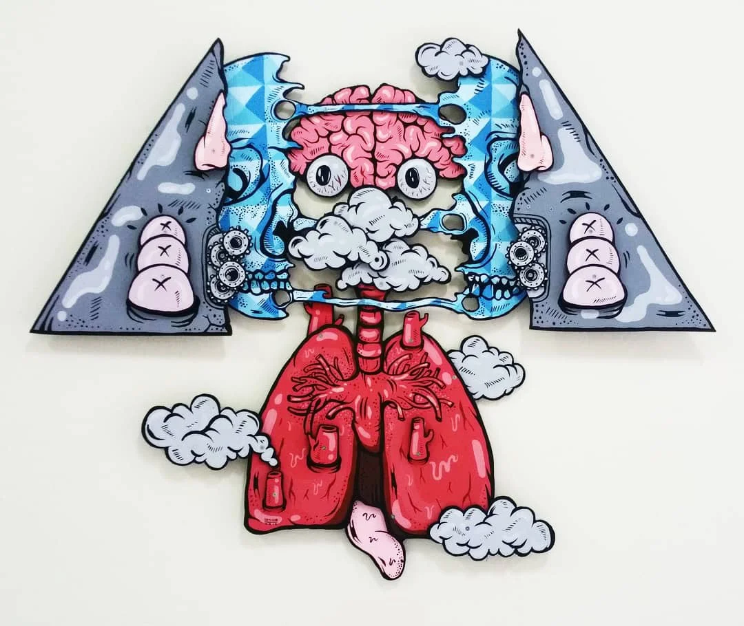  Syaifuddin (DDIENO) 
 Virus Industri 
 Acrylic on wood 
 90 cm x 110 cm, 2018 
