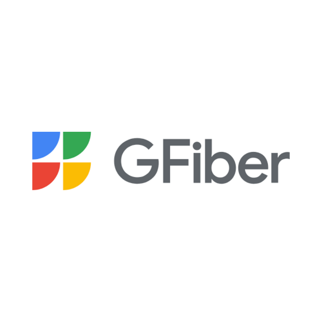 GFiber logo with a four-part colorful shape and the text 'GFiber' next to it.
