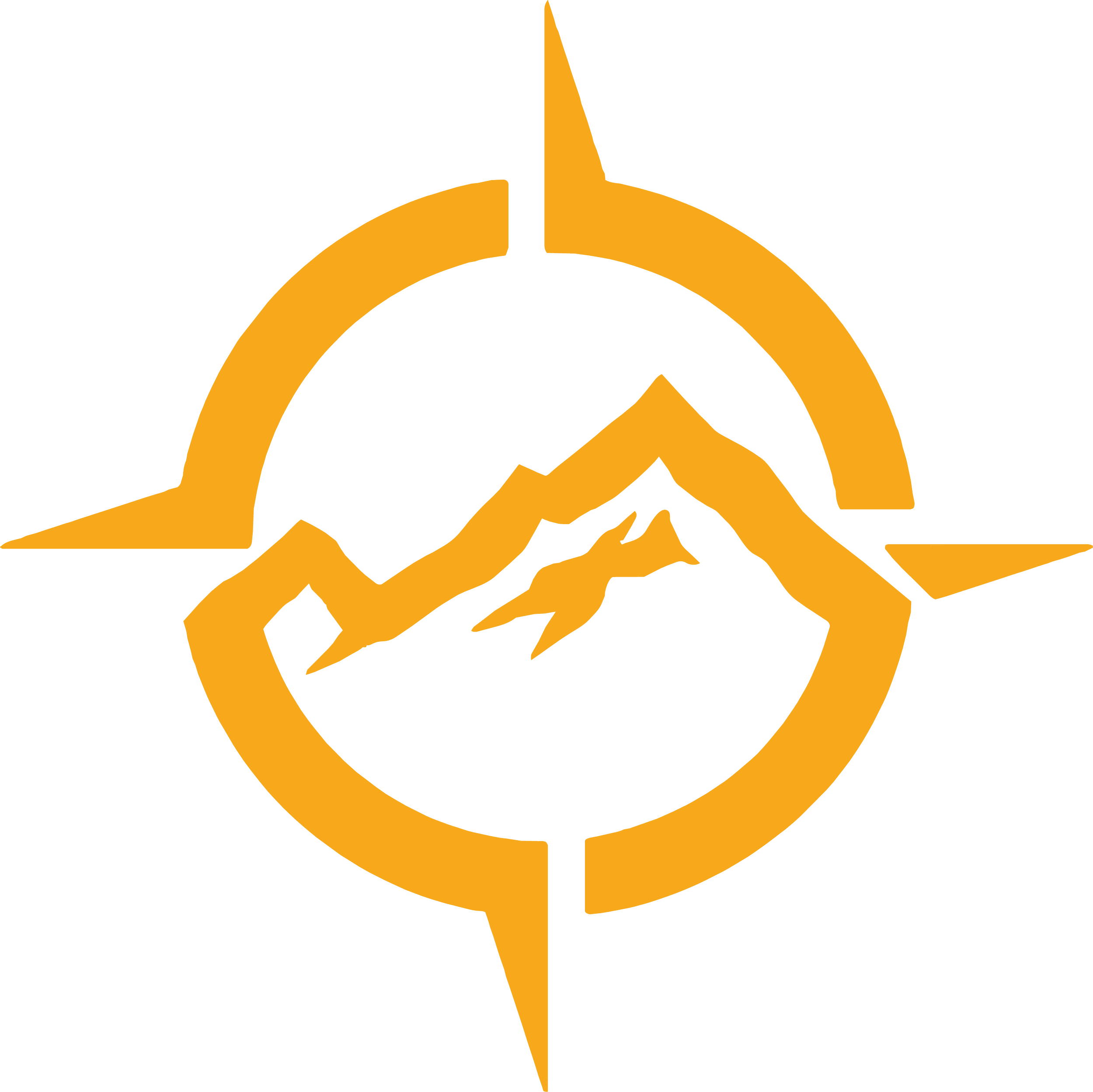 A stylized illustration featuring a peace symbol intertwined with mountain peaks.