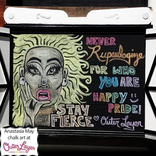 Anastasia May chalk art at Outer Layer Cards & Gifts