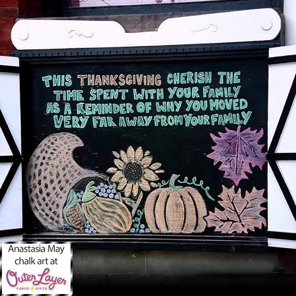 Anastasia May chalk art at Outer Layer Cards & Gifts