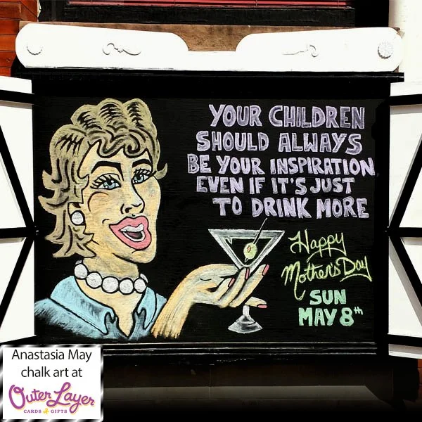 Anastasia May chalk art at Outer Layer Cards & Gifts
