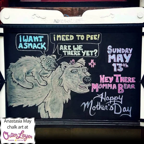 Anastasia May chalk art at Outer Layer Cards & Gifts