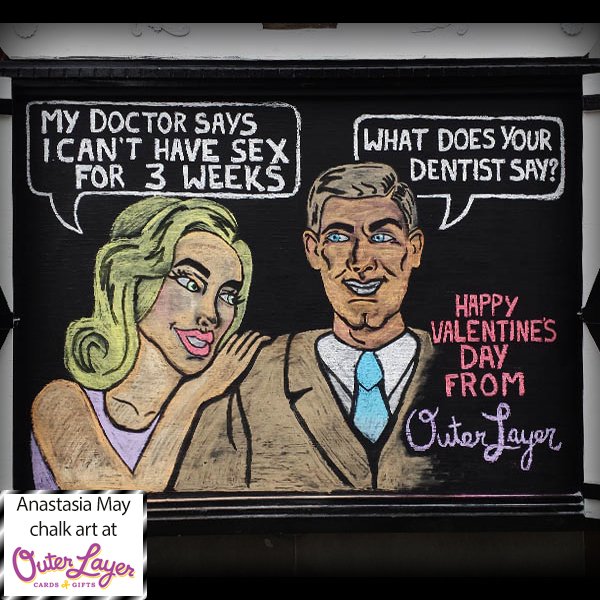Anastasia May chalk art at Outer Layer Cards & Gifts