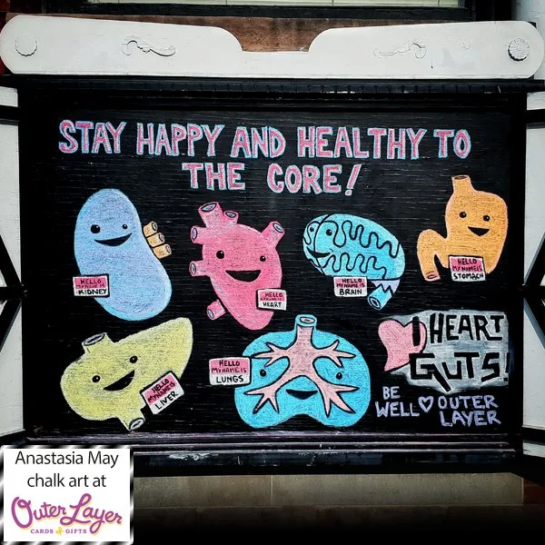 Anastasia May chalk art at Outer Layer Cards & Gifts
