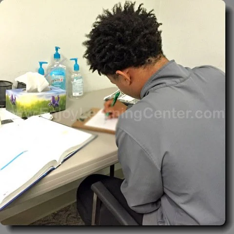 Young man working at desk
