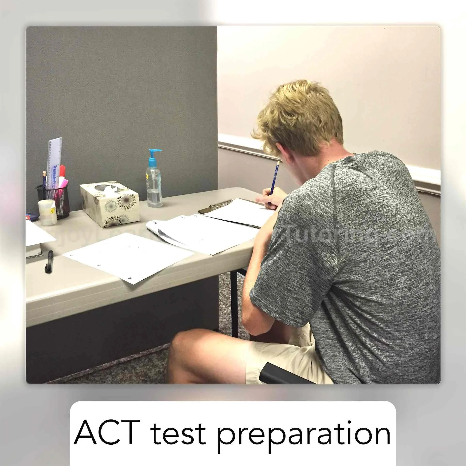 Boy working on ACT prep