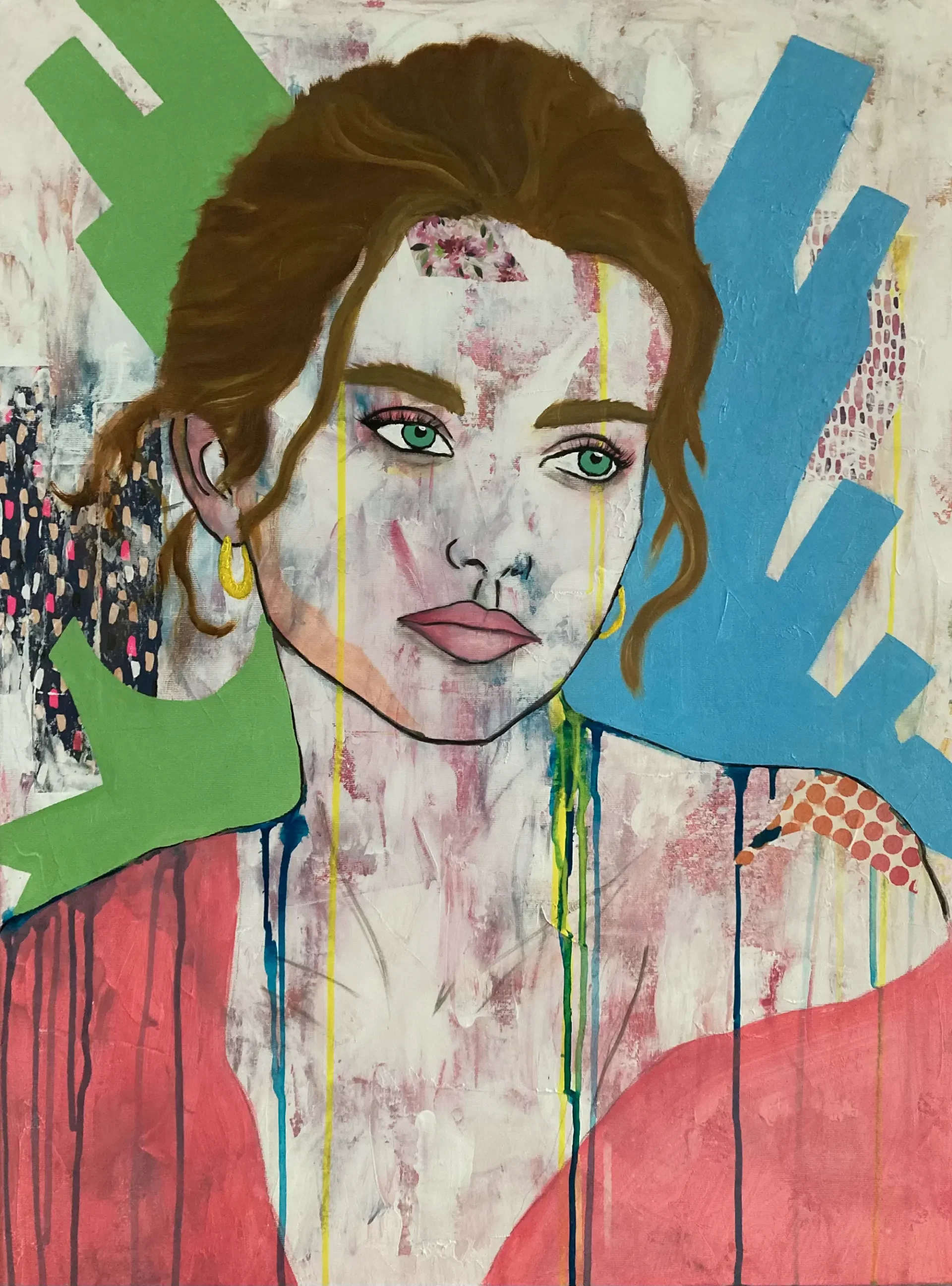 Trust yourself 2026, oil paint, acrylic, ink, collage on canvas – 80 x 60 cm