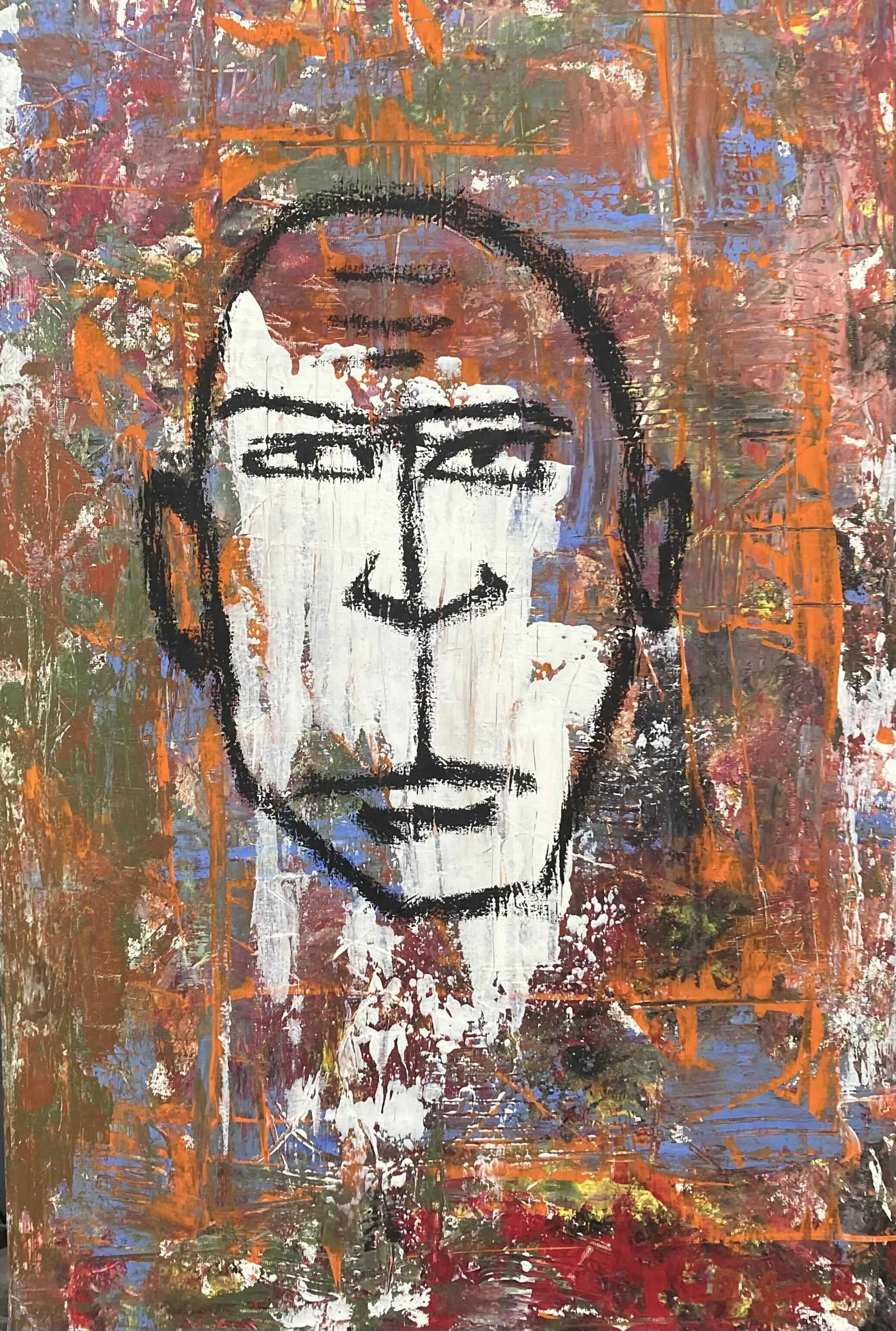 Bad Mood (1) 2026. Acry, oil pastel on canvas – 60 x 40 cm