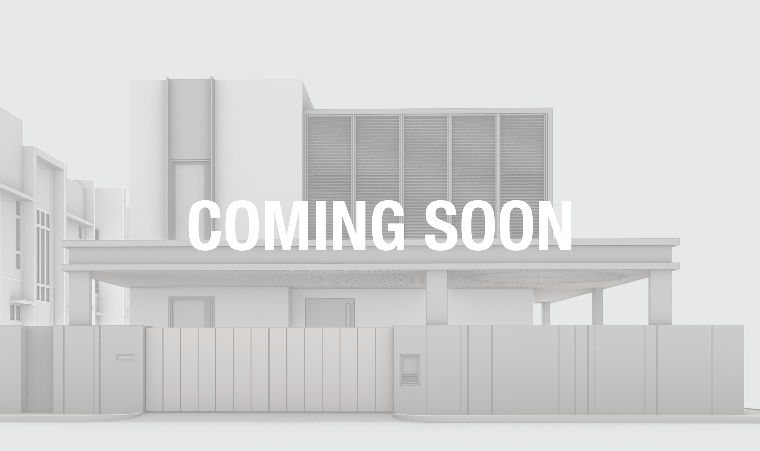 Exterior perspective of Solicitor's Screen in Johor: A minimalist residential renovation of a linked bungalow featuring a prominent architectural screen for privacy and climate control.