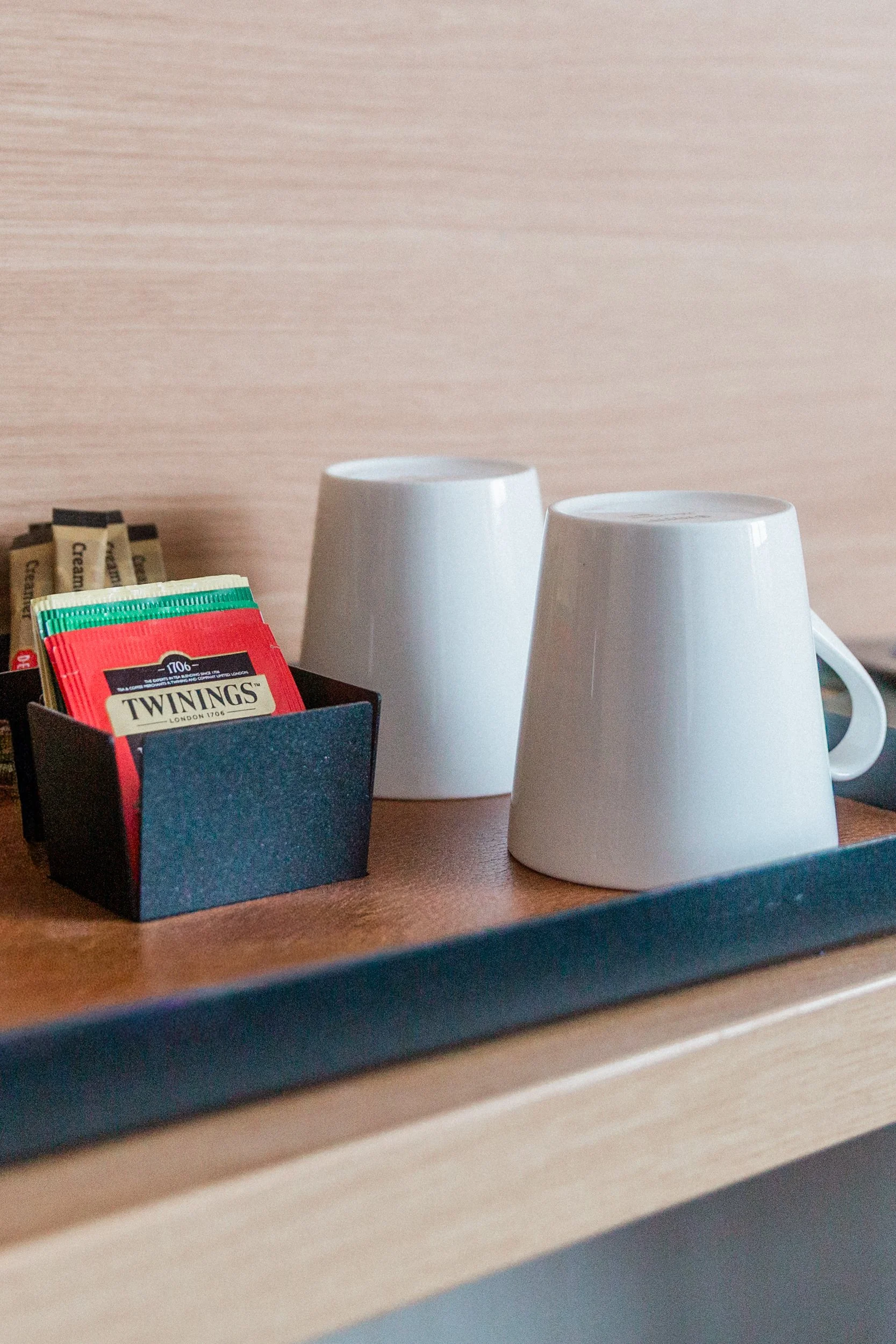 Mugs and a small selection of hot drinks