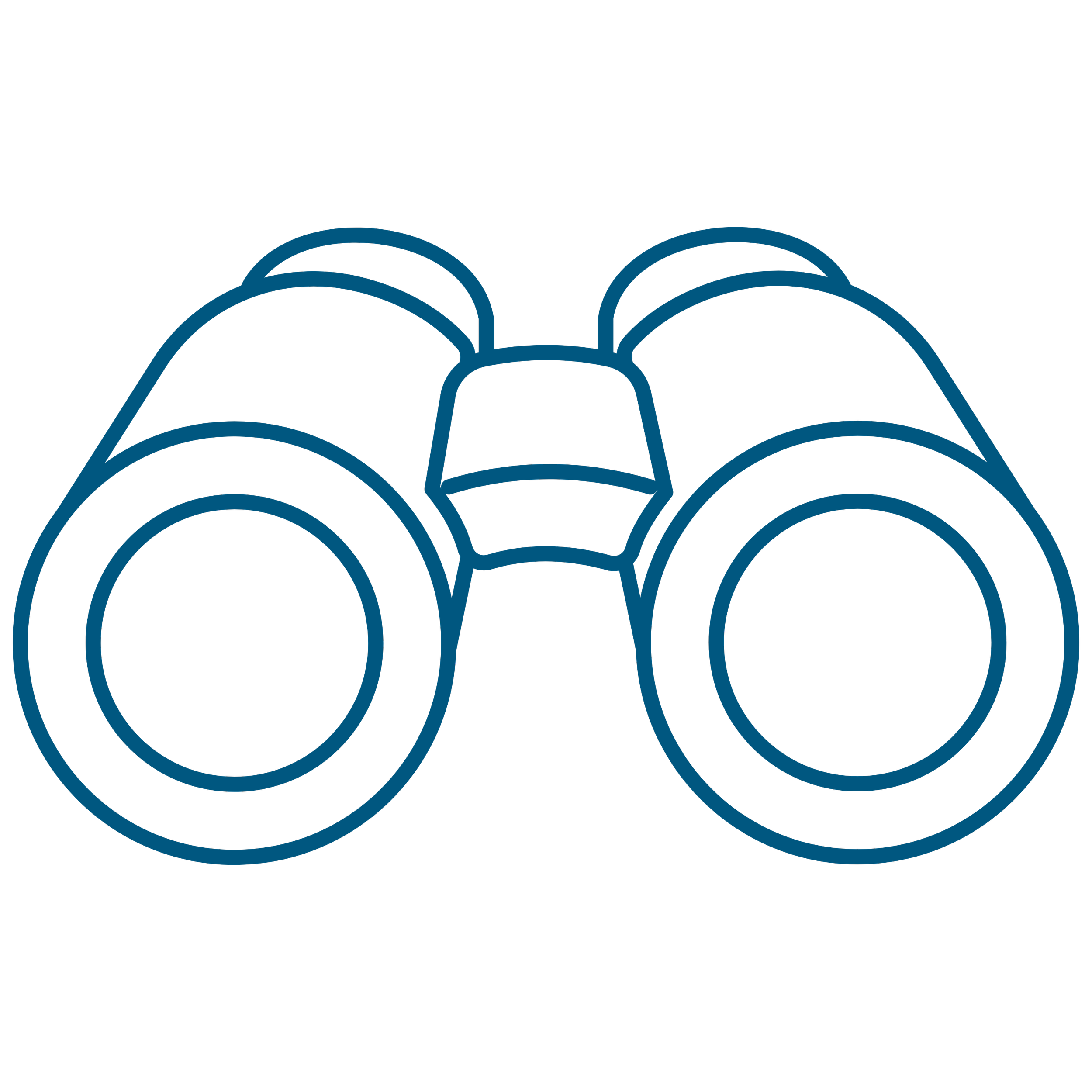 Outline of a rocket launching with arcs representing movement, on a black background.
