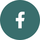 Facebook logo on a green circular background.