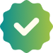 Green background with a white checkmark inside a square