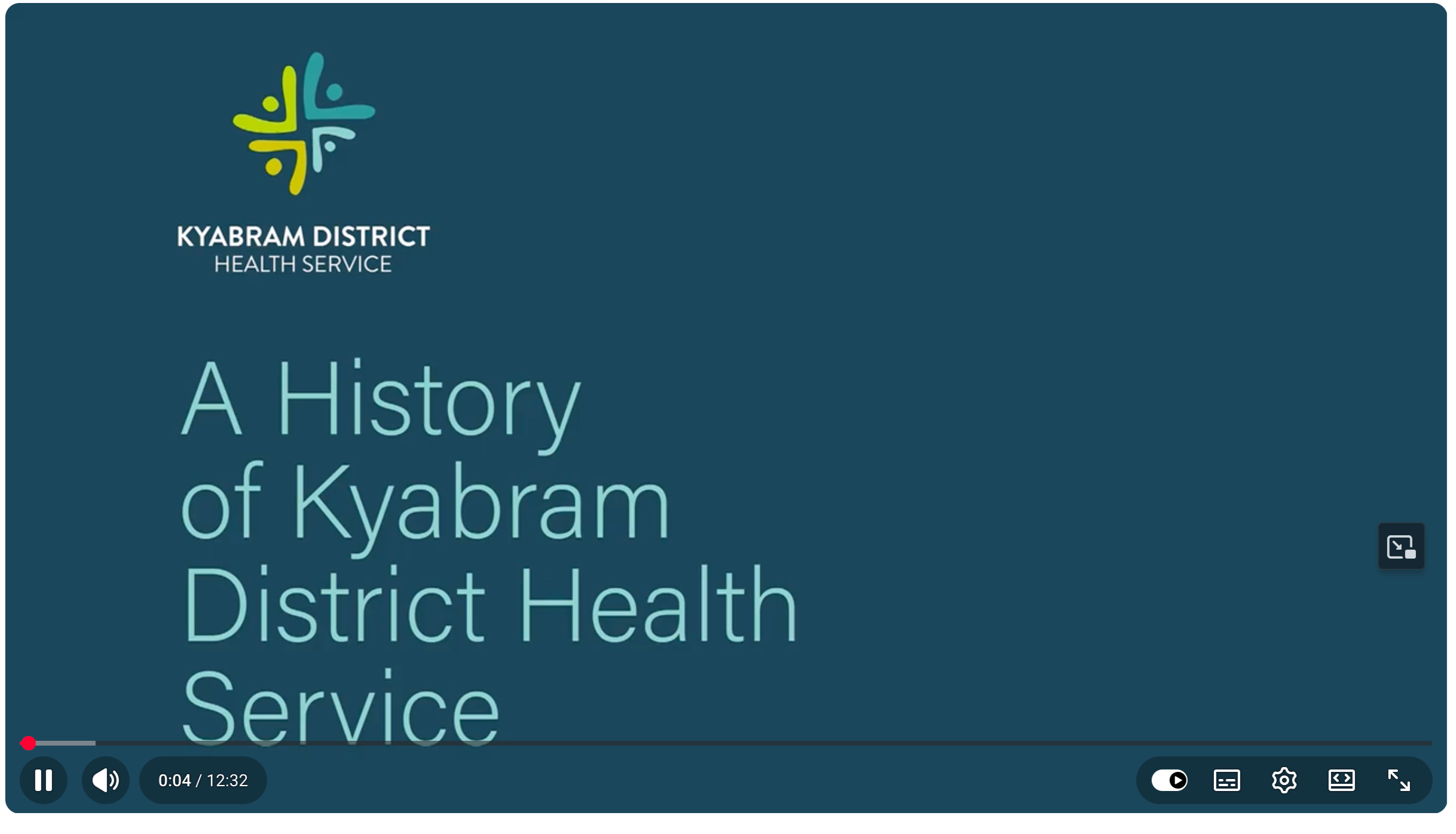 Slide from a presentation titled 'A History of Kyabram District Health Service' by Kyabram District Health Service logo.