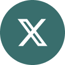 A circular icon with a stylized 'X' in the center on a teal background.