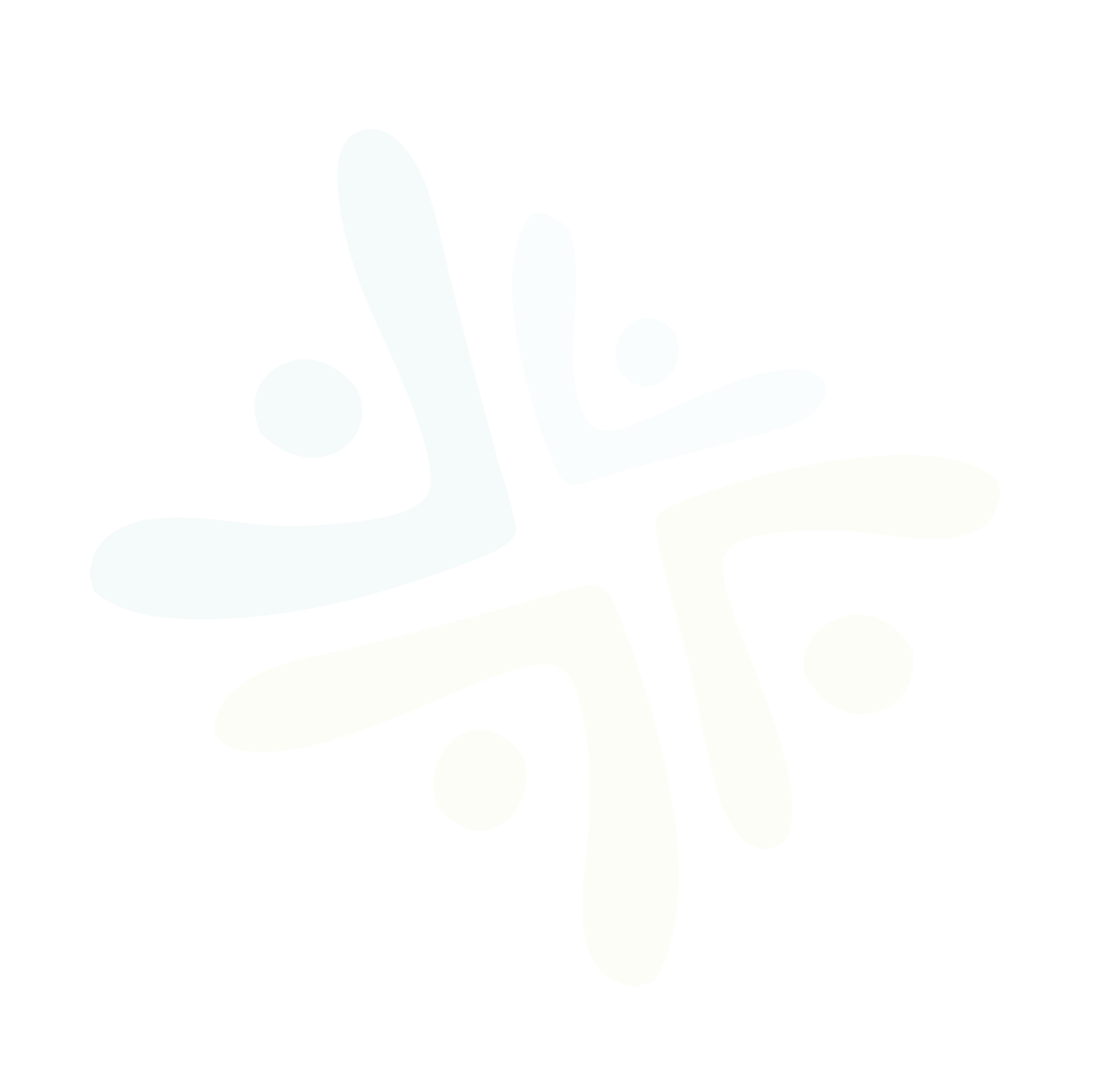 An abstract design with colorful, irregular shapes in shades of teal, blue, and yellow on a black background.