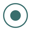 Minimalist icon with a filled circle inside a larger thin circle