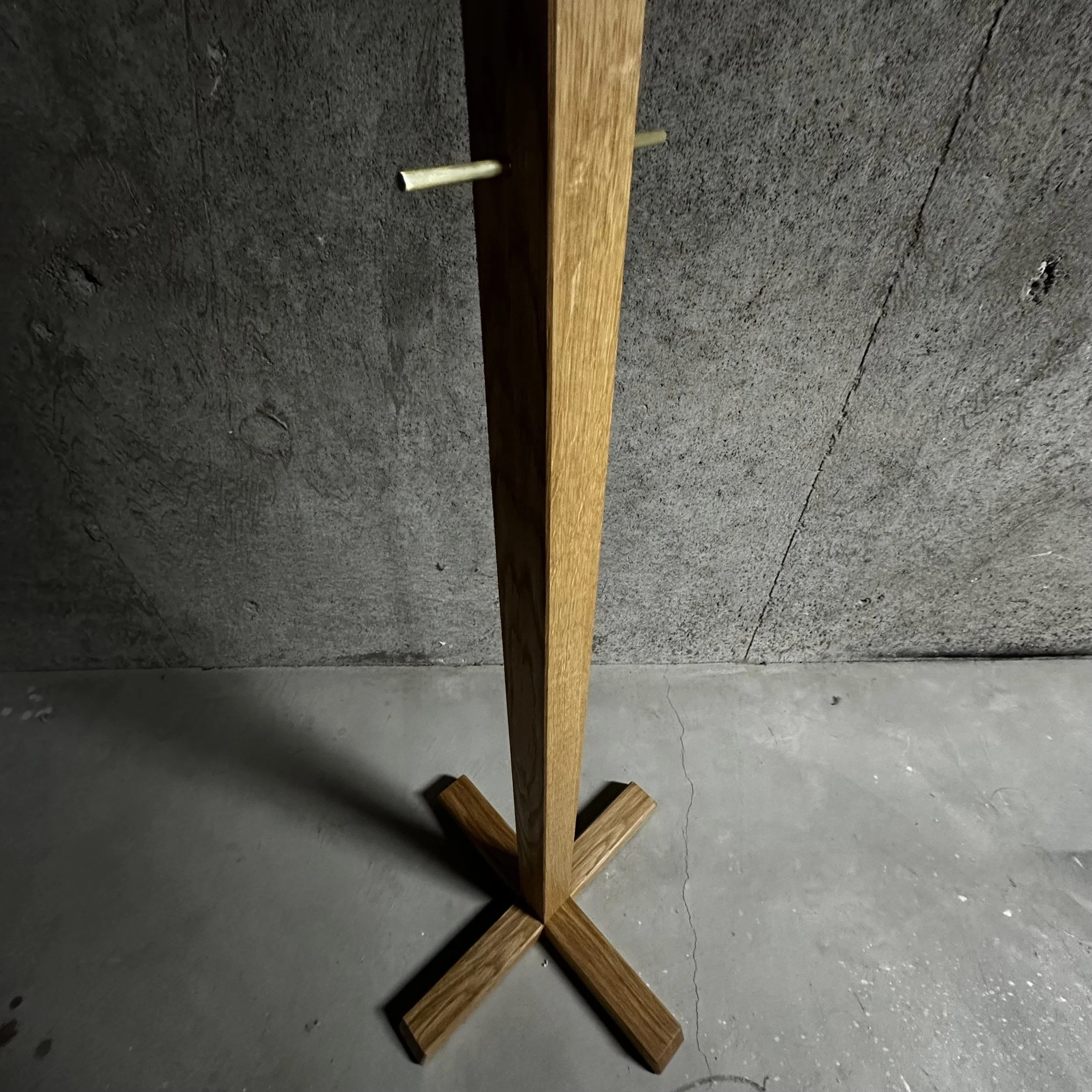 Solid wood coat stand base with cross foot construction