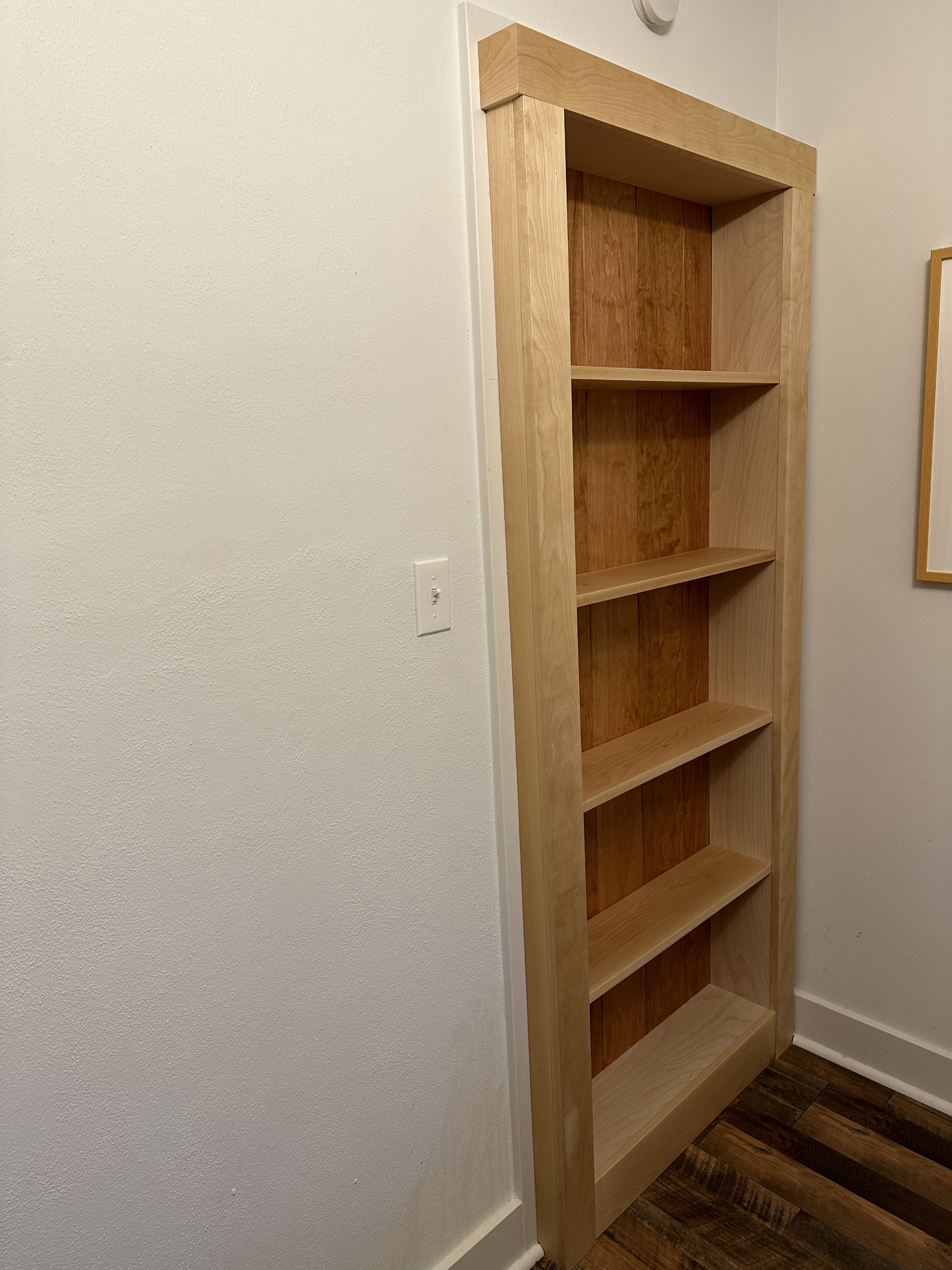 Custom cherry cabinet with solid wood shelving and frame construction
