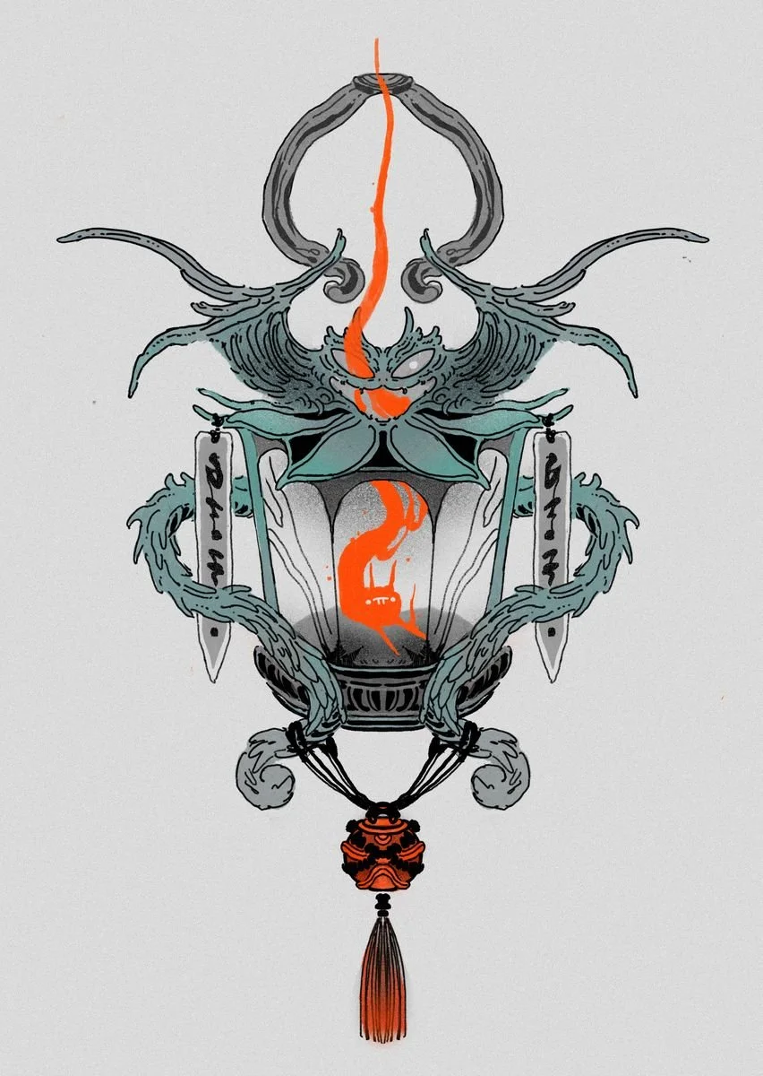 a magical flame in a lantern