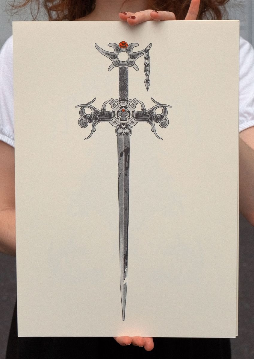 A3 Riso Print - Dragon Sword