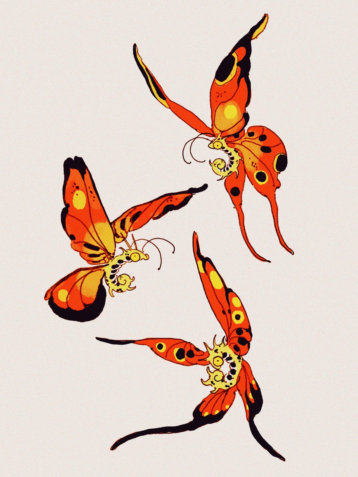 Lol been hyperfixating on these butterflies for the last week, and want to tattoo them all over my body. 

But also this is how dragons are born, we could add a third stage of evolution when they emerge from the cocoon  then drop butterfly wings and 