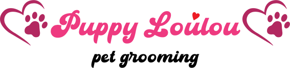 Puppy Love logo with pink text and pawprints