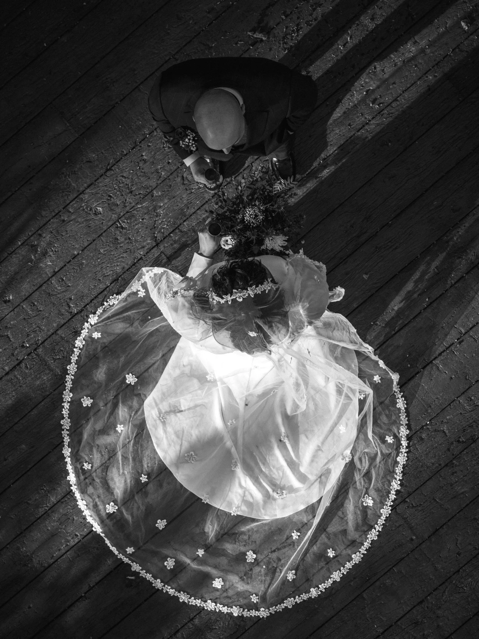 Atmospheric black and white wedding photography in Devon