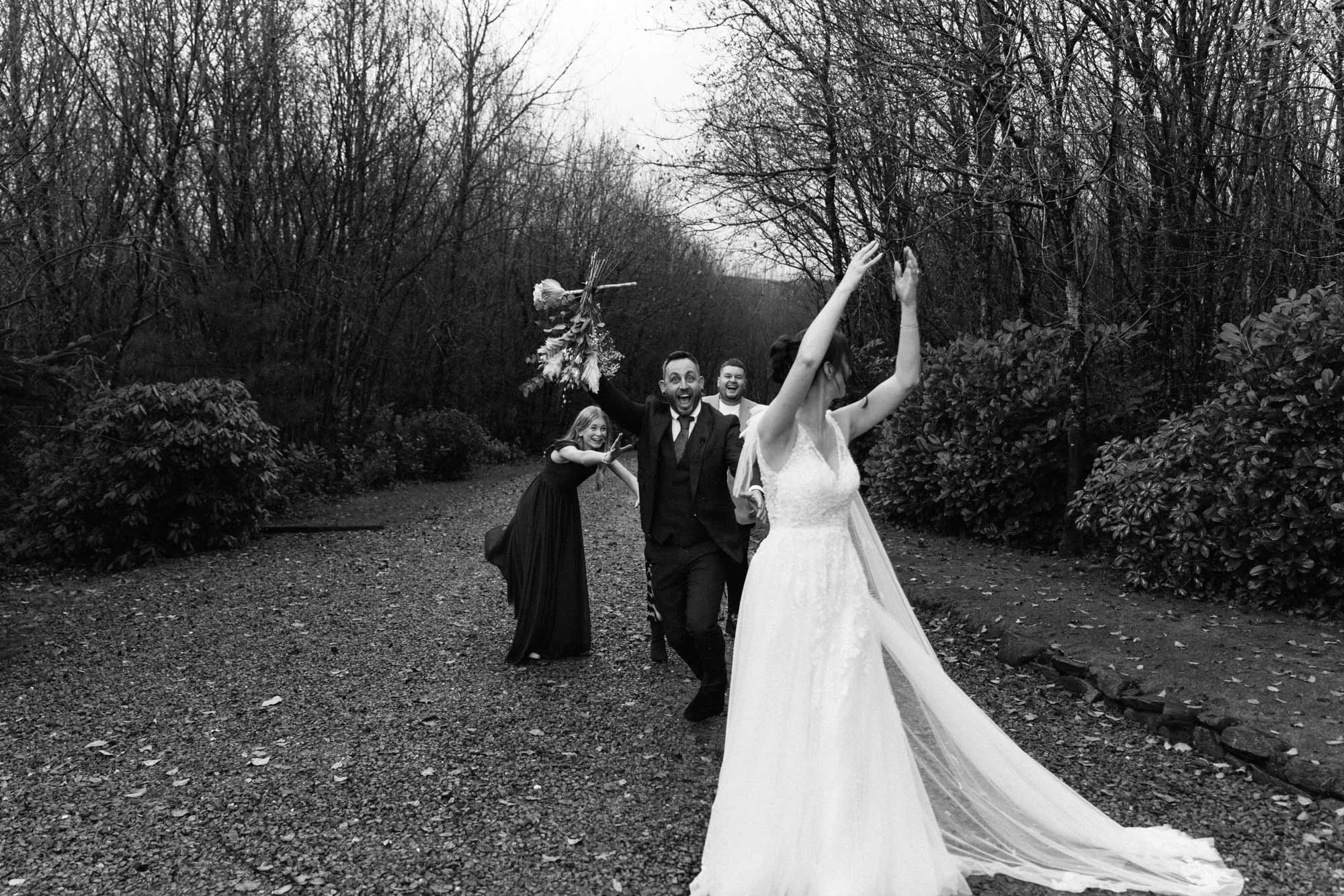 Candid wedding celebration photographed in Devon