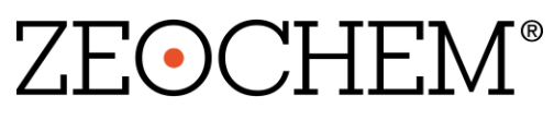 ZEO CHEM logo with black text and an orange dot inside the letter O.