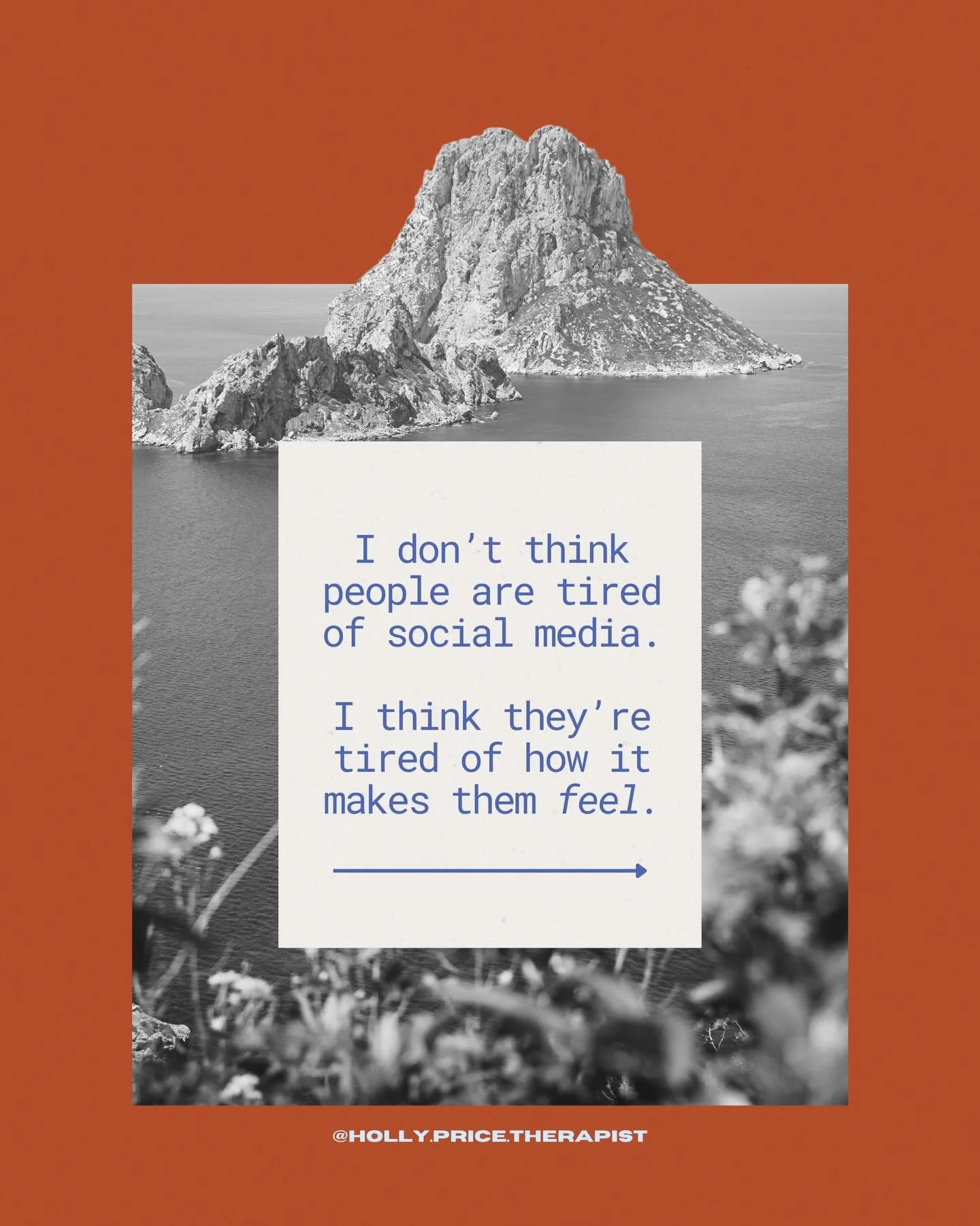 I saw a post by @therapyforwomen earlier and it really stayed with me.

About how people aren&rsquo;t tired of social media&hellip;
they&rsquo;re tired of how it makes them feel.

I hear this all the time in therapy.

People saying they want to delet