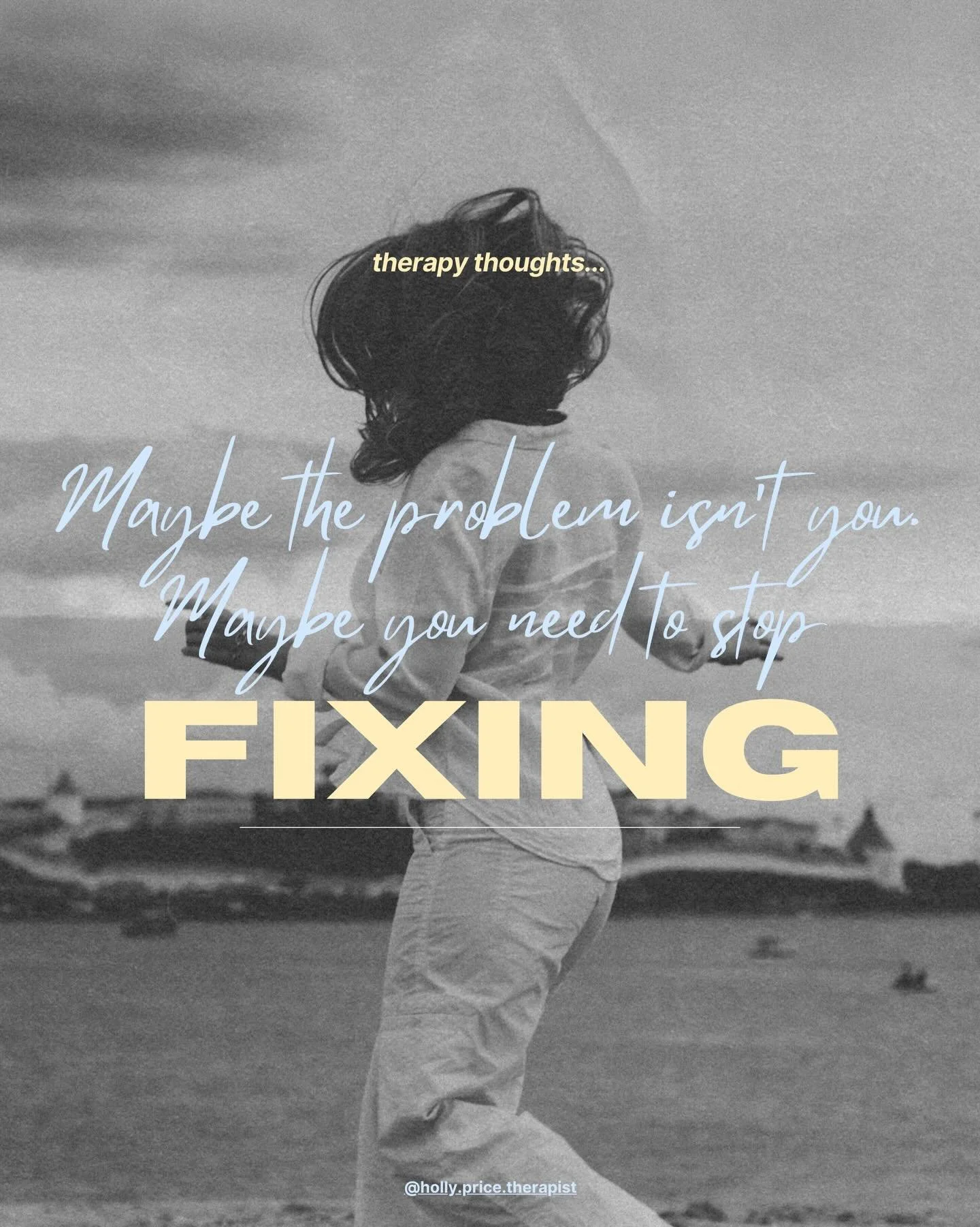 I&rsquo;ve been thinking a lot about how much women are encouraged to see themselves as something to improve.

Fix your mindset.
Fix your body.
Fix your confidence.
Fix your boundaries.
Fix your morning routine.
Fix your life.

Even healing can start