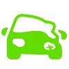 Green electric car icon.