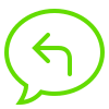 Green speech bubble with a left-pointing arrow inside