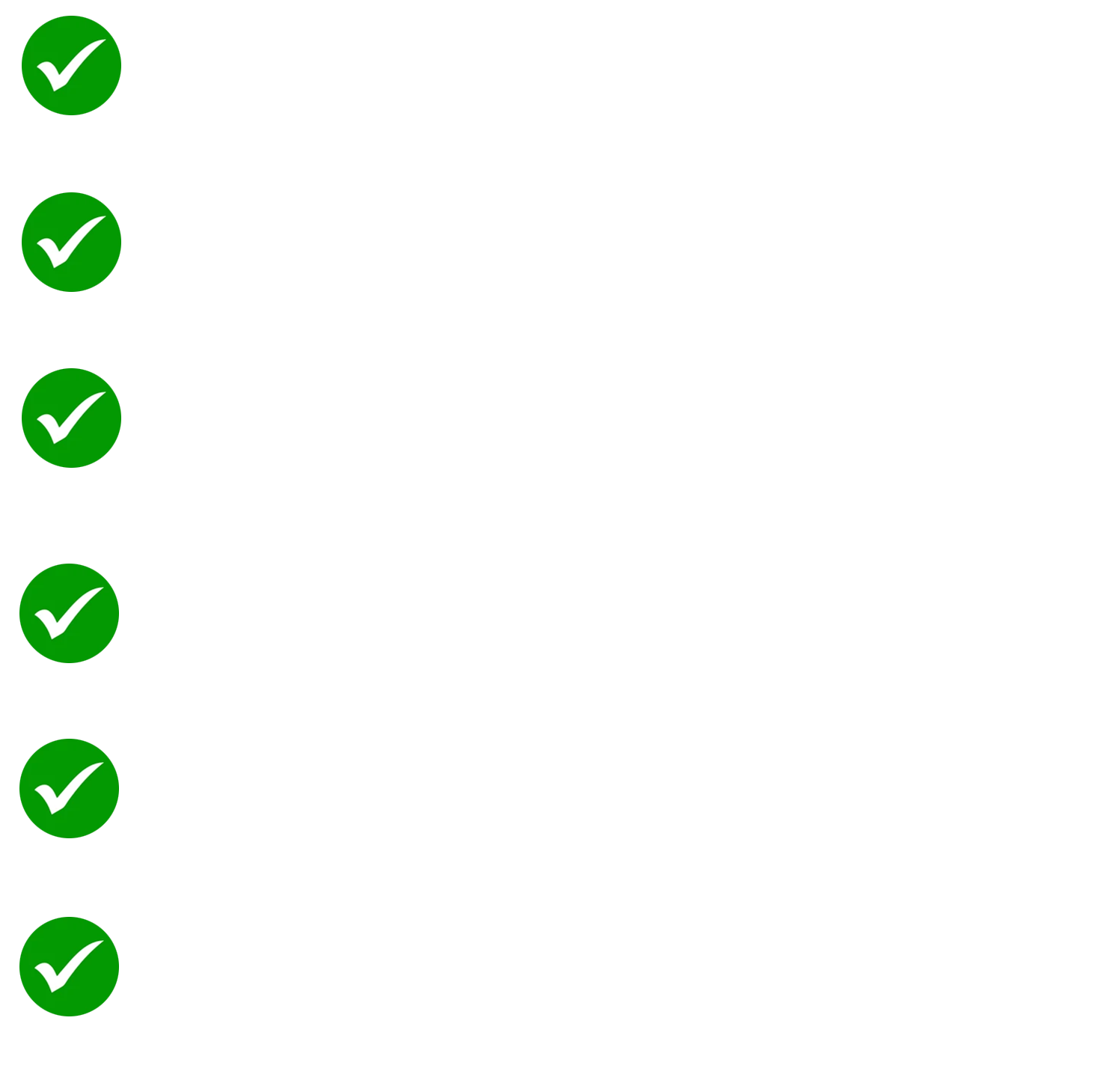 A black background infographic with green check marks and white text listing features of a product, including security, Australian-made warranty, versatility, protection, finishing options, and motoring options.
