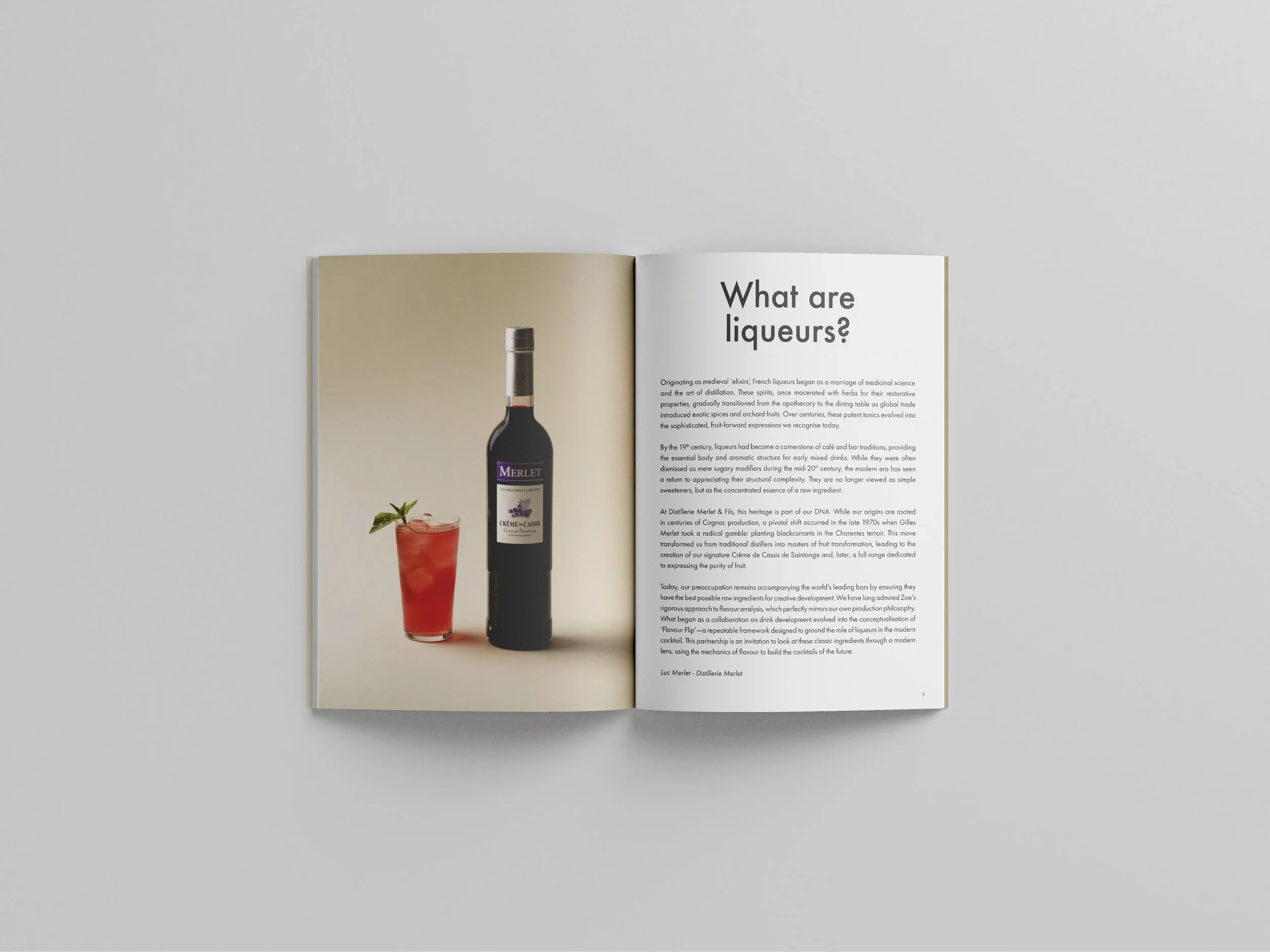 Section éducative expliquant la fabrication des liqueurs avec mise en page minimaliste.