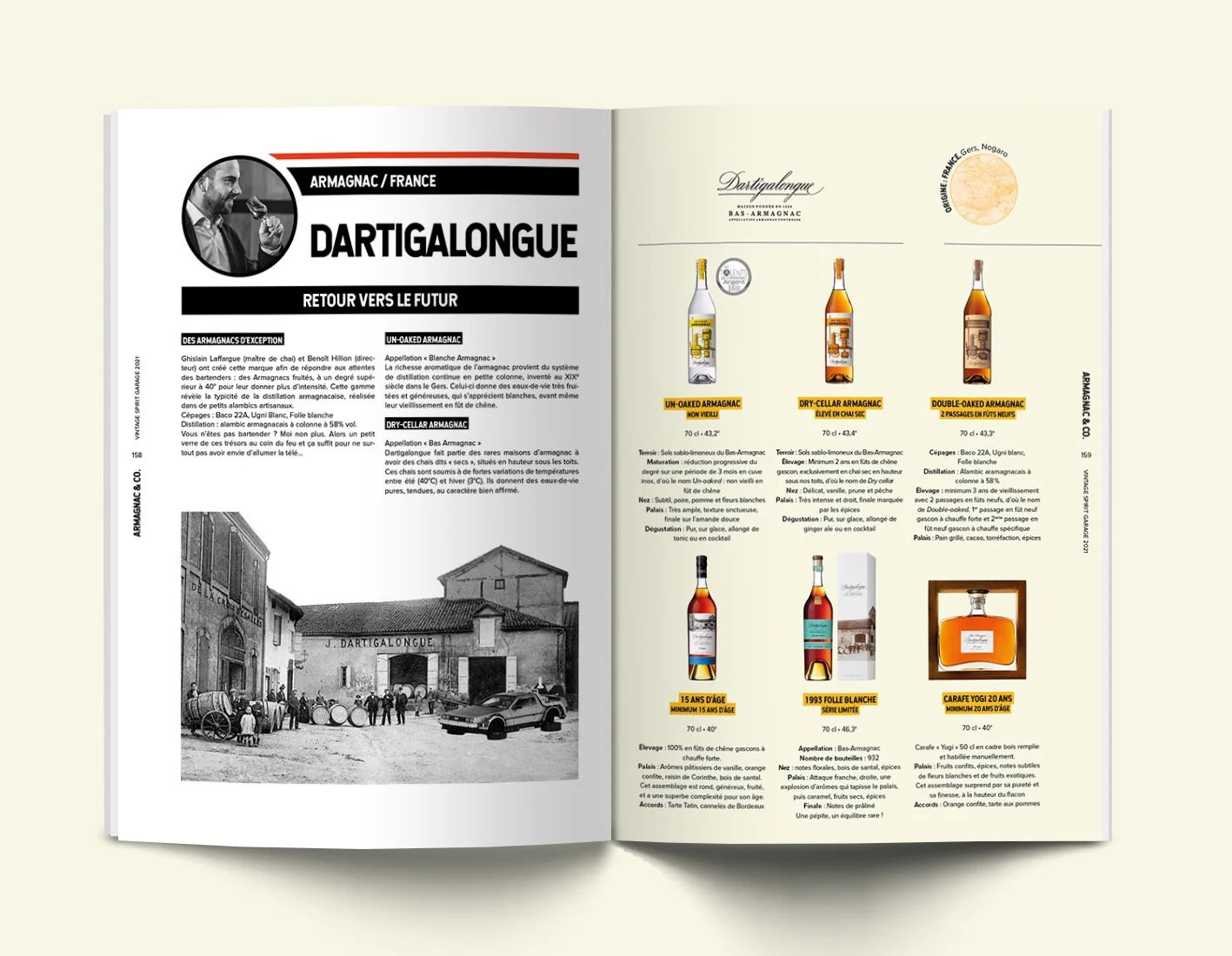 Design éditorial catalogue spiritueux - armagnacs Dartigalongue