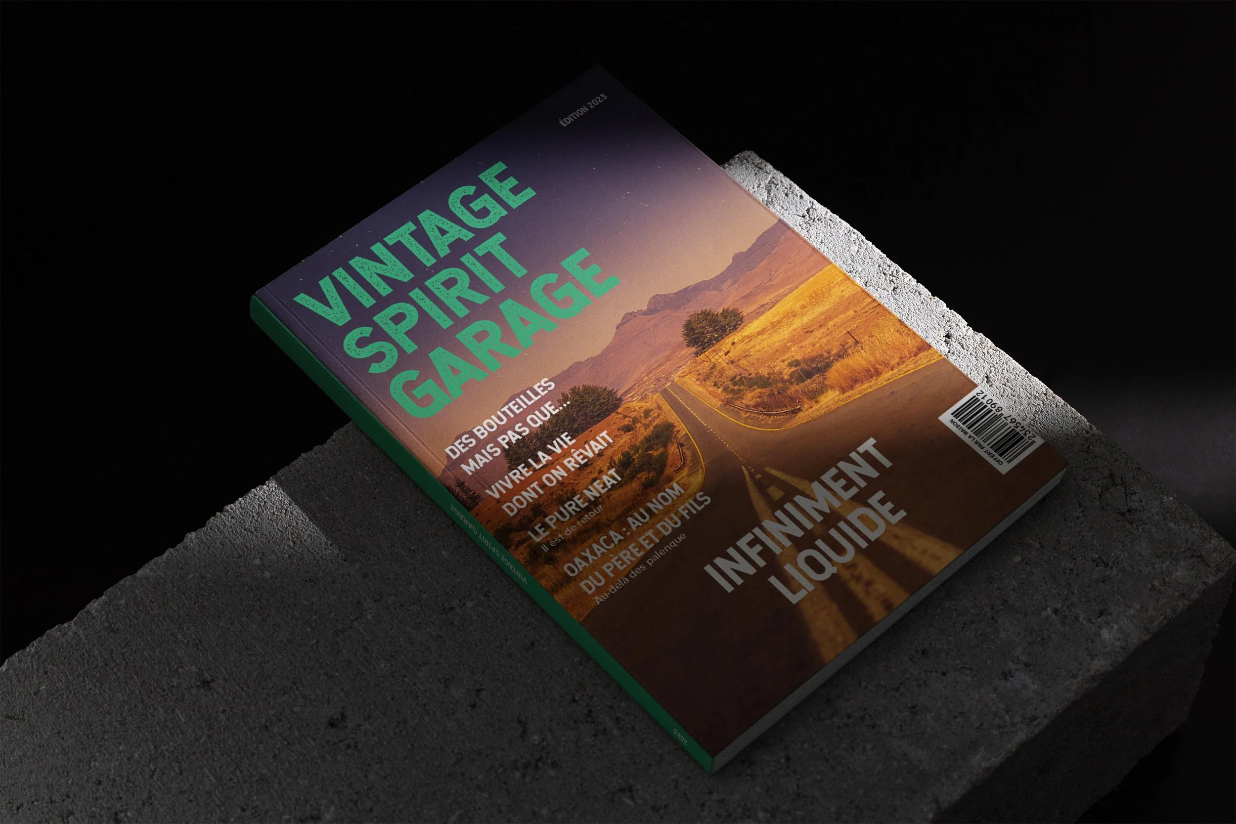 Graphisme d'un catalogue de spiritueux (Vintage Spirit Garage)