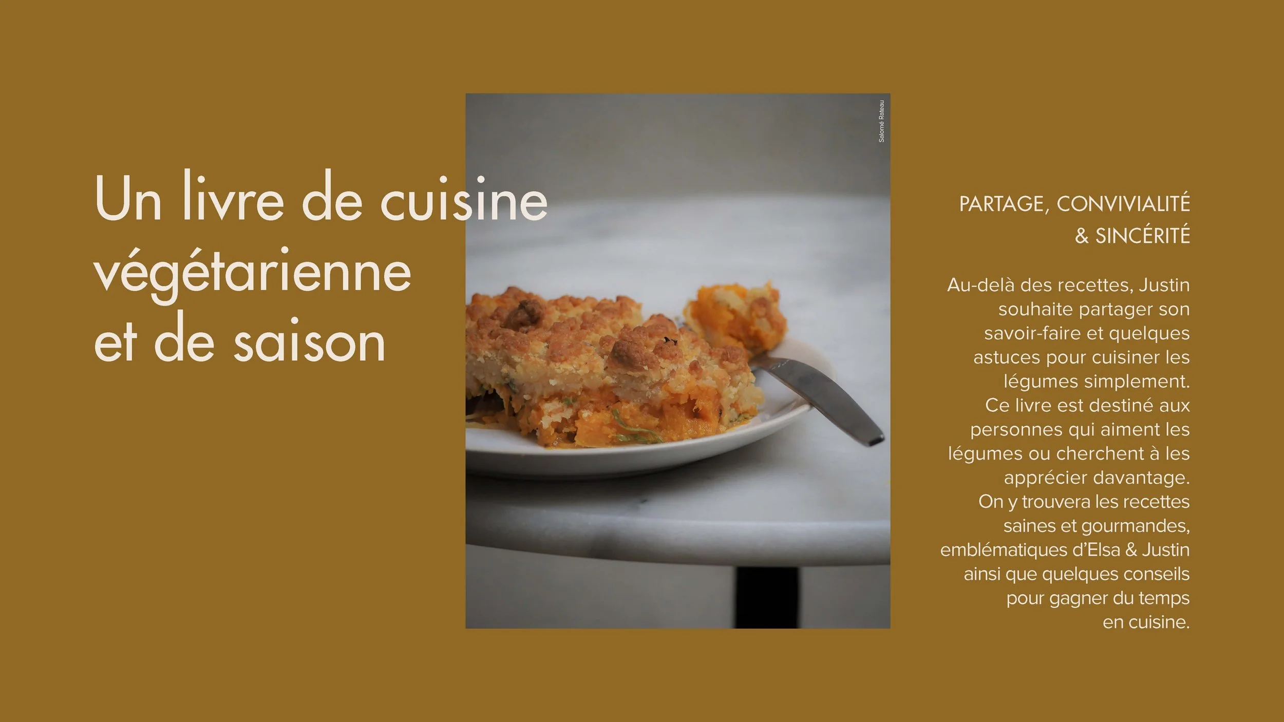 Mise en page présentant les valeurs piliers : Sincérité, Élégance, Simplicité et Partage.