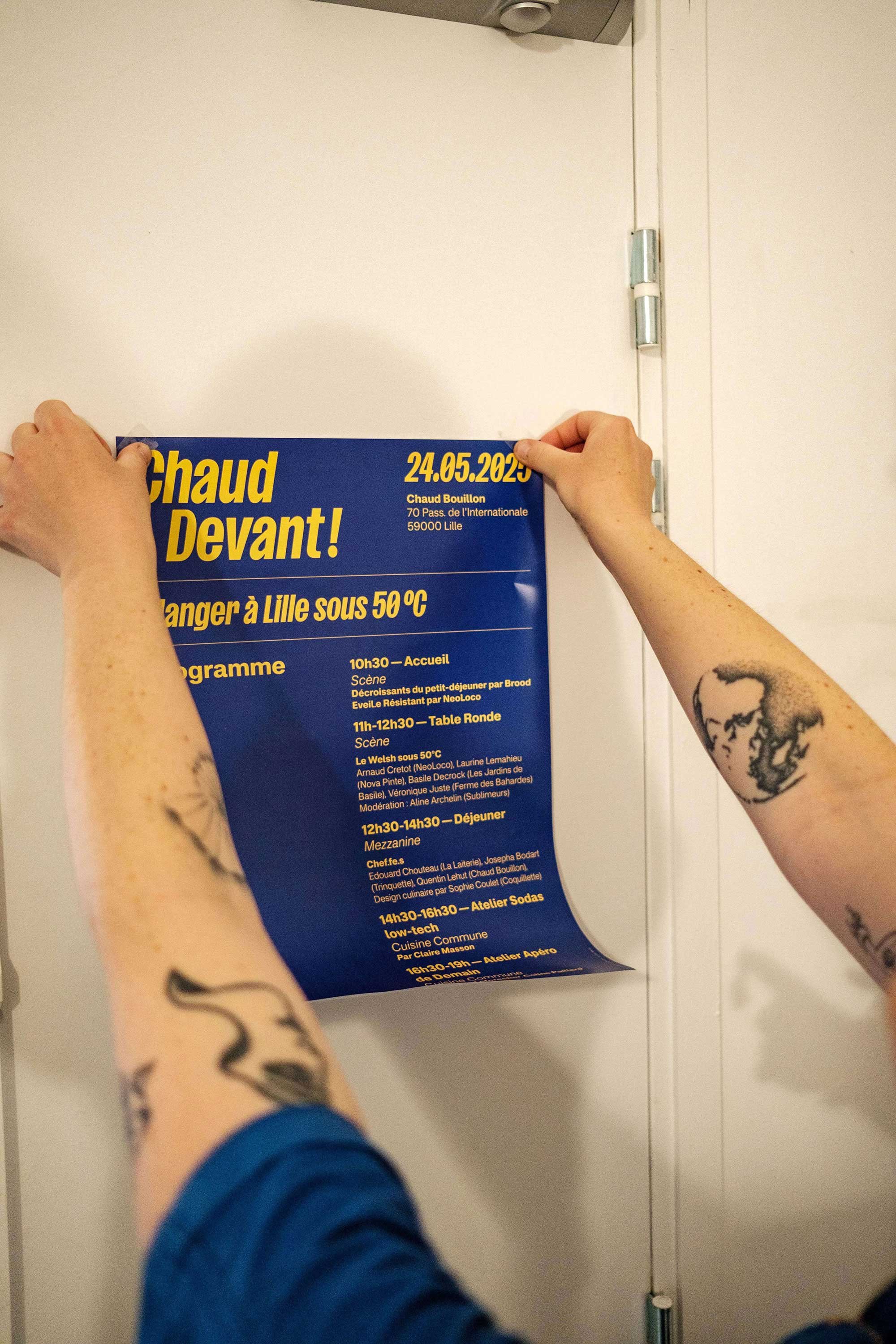 Affiche de l'événement Chaud Devant à Lille présentant le programme du 24 mai 2025 sur l'alimentation face au changement climatique.