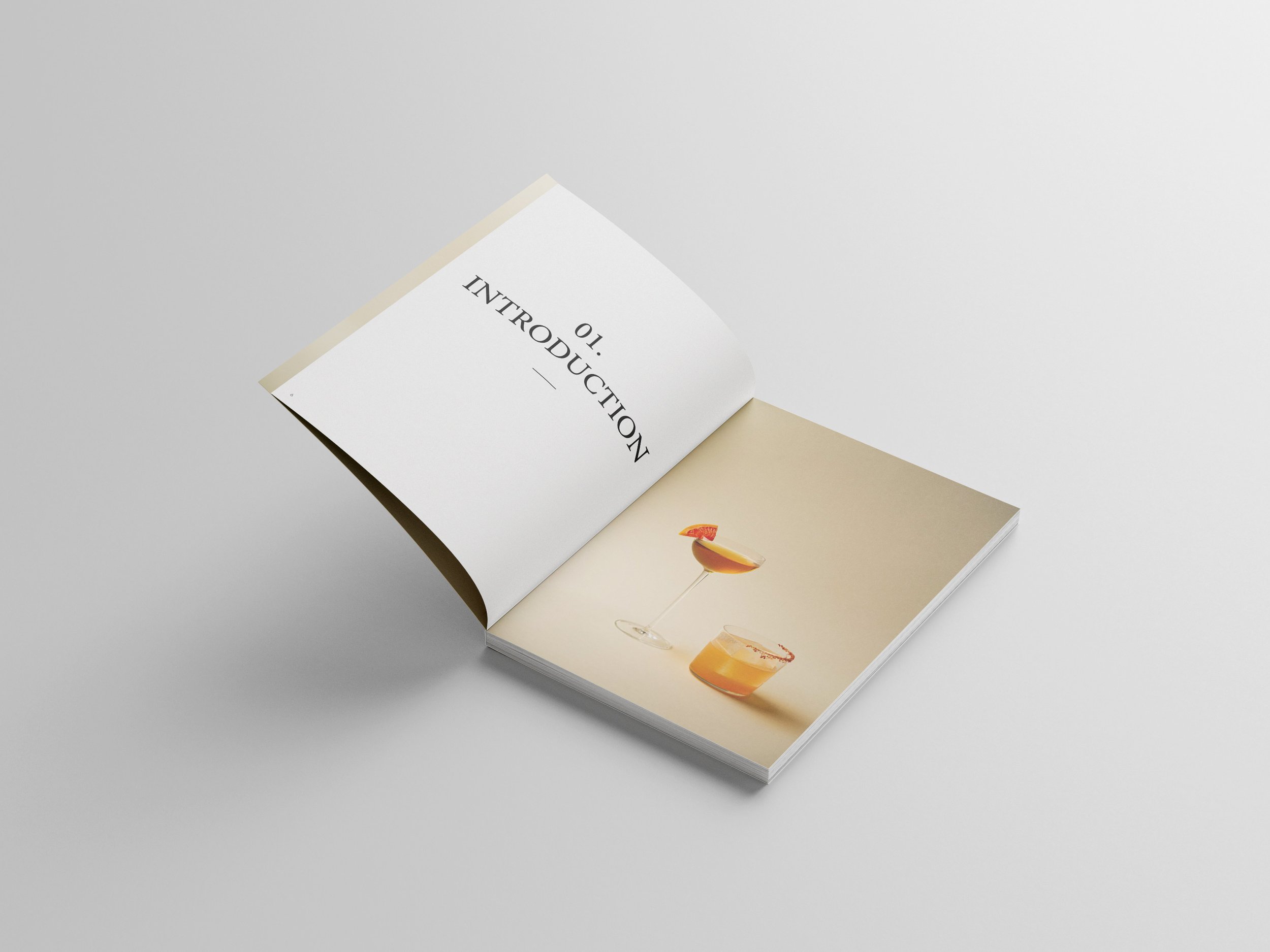 Ouverture du livre Flavour Flip présentant une paire de cocktails contrastés et texte d'introduction.