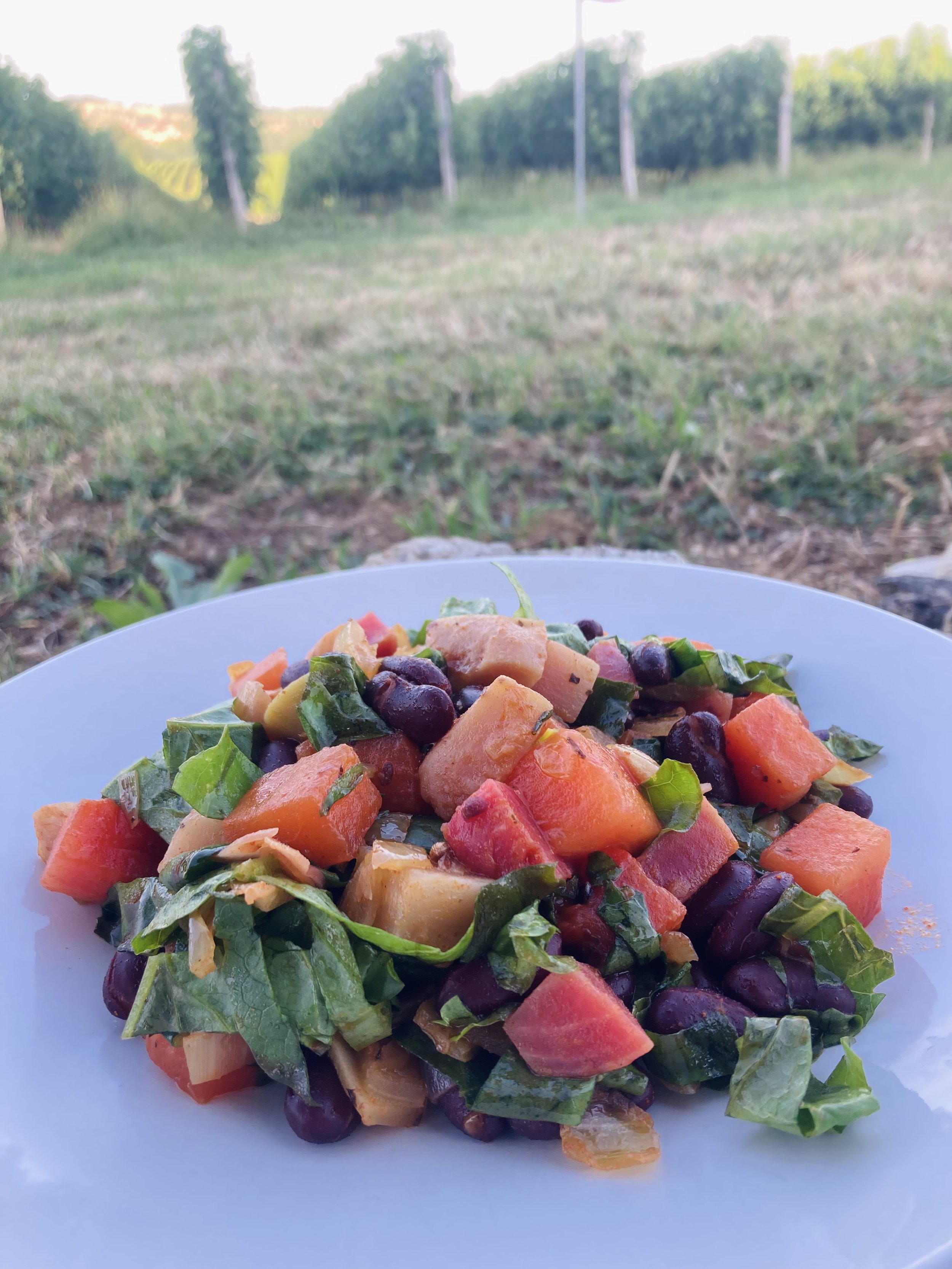 salade van bieten en watermeloen