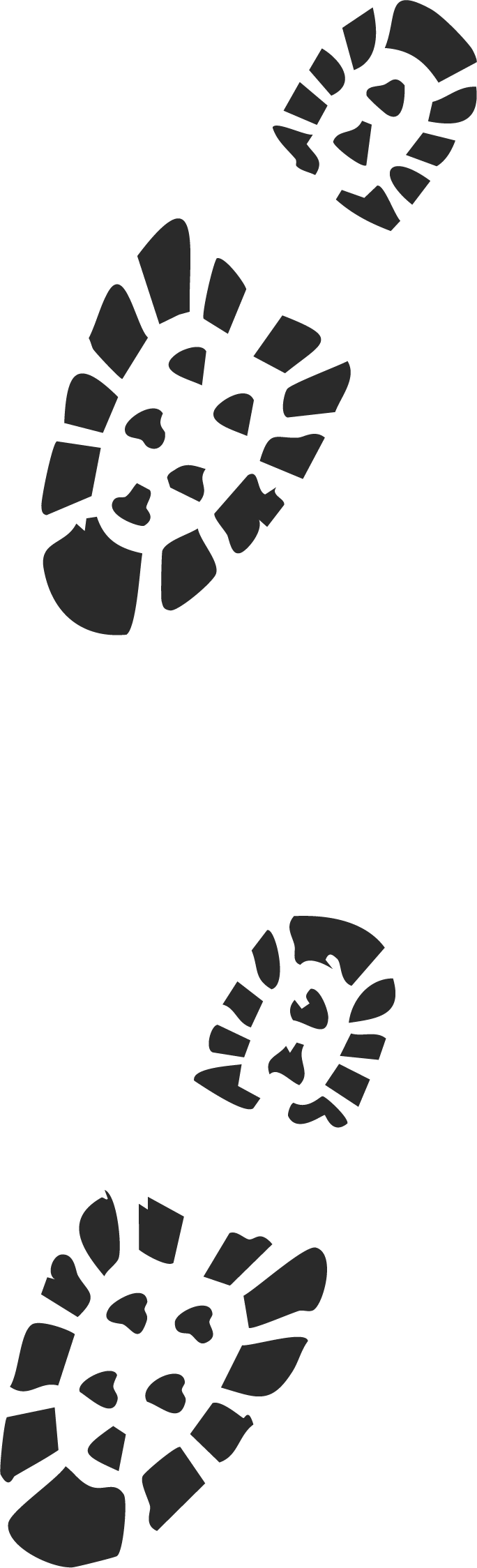 Drie silhouet - werkschoenafdrukken